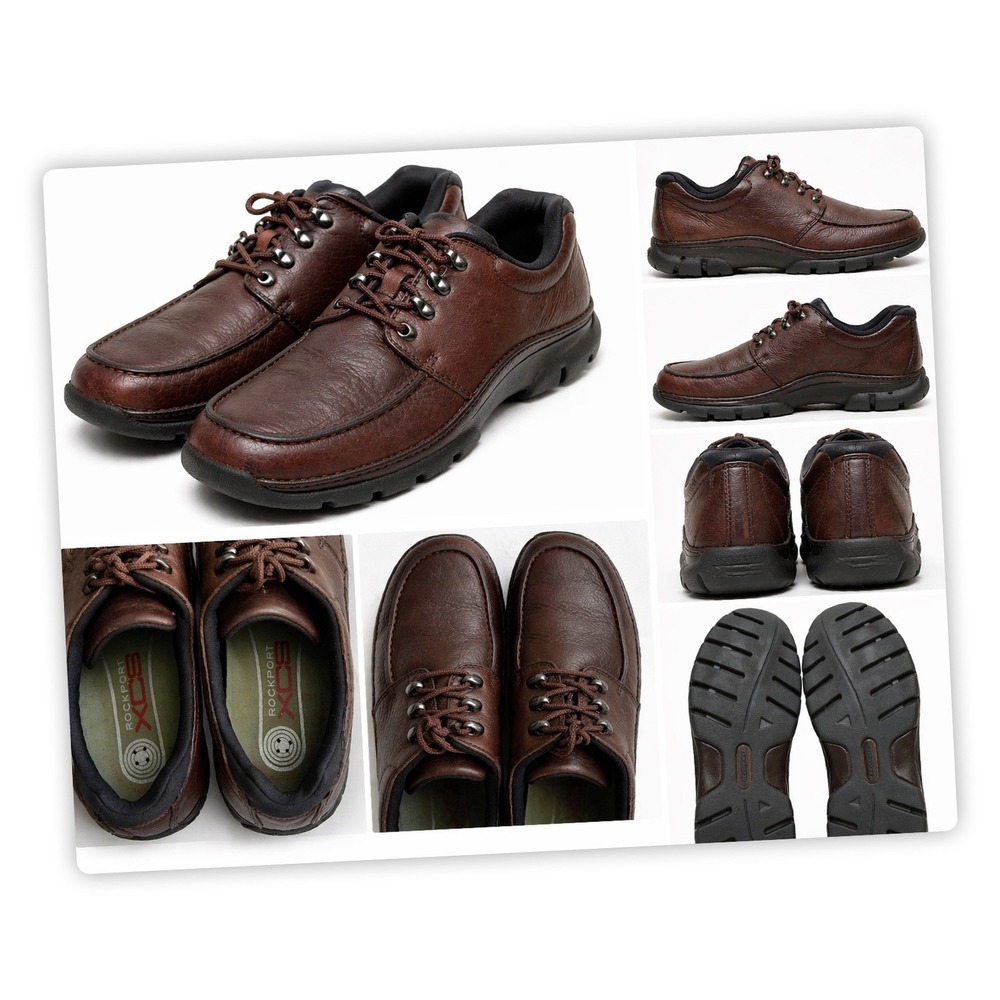 Rockport XCS Brown Leather Lace-Up Walking Casual Shoes Men's Size 9M